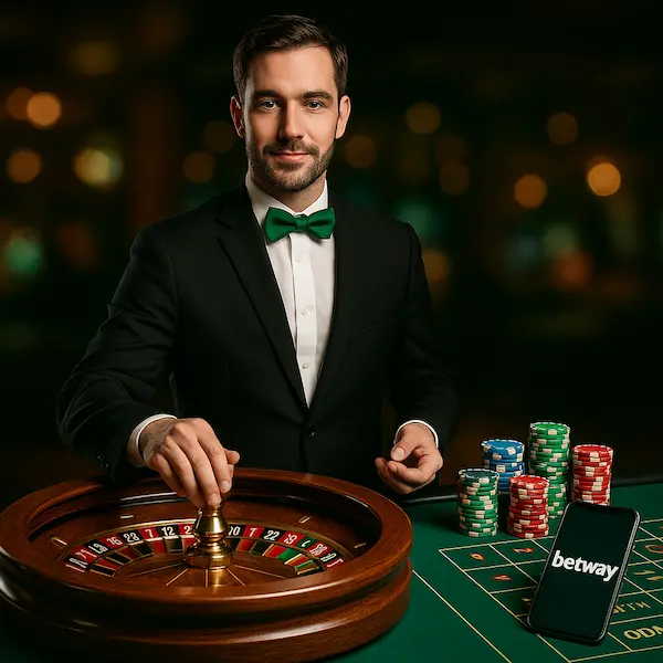 Betway live roulette table with dealer — square hero visual